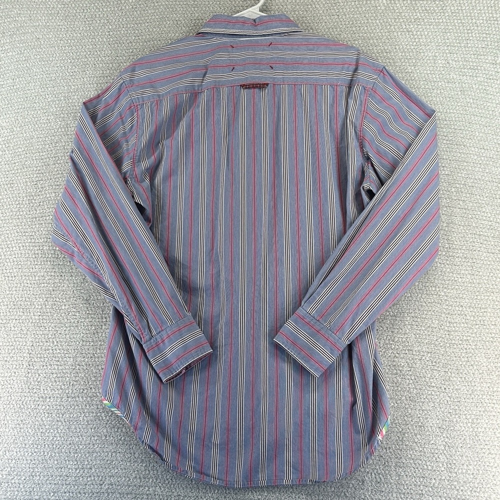 Robert Graham Jeans Button Up Shirt Mens Large Striped Embroidered Diamonds - Picture 6 of 16